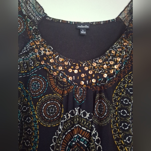 Colorful sheer cap sleeves blouse with metallic embellishment - Picture 2 of 4